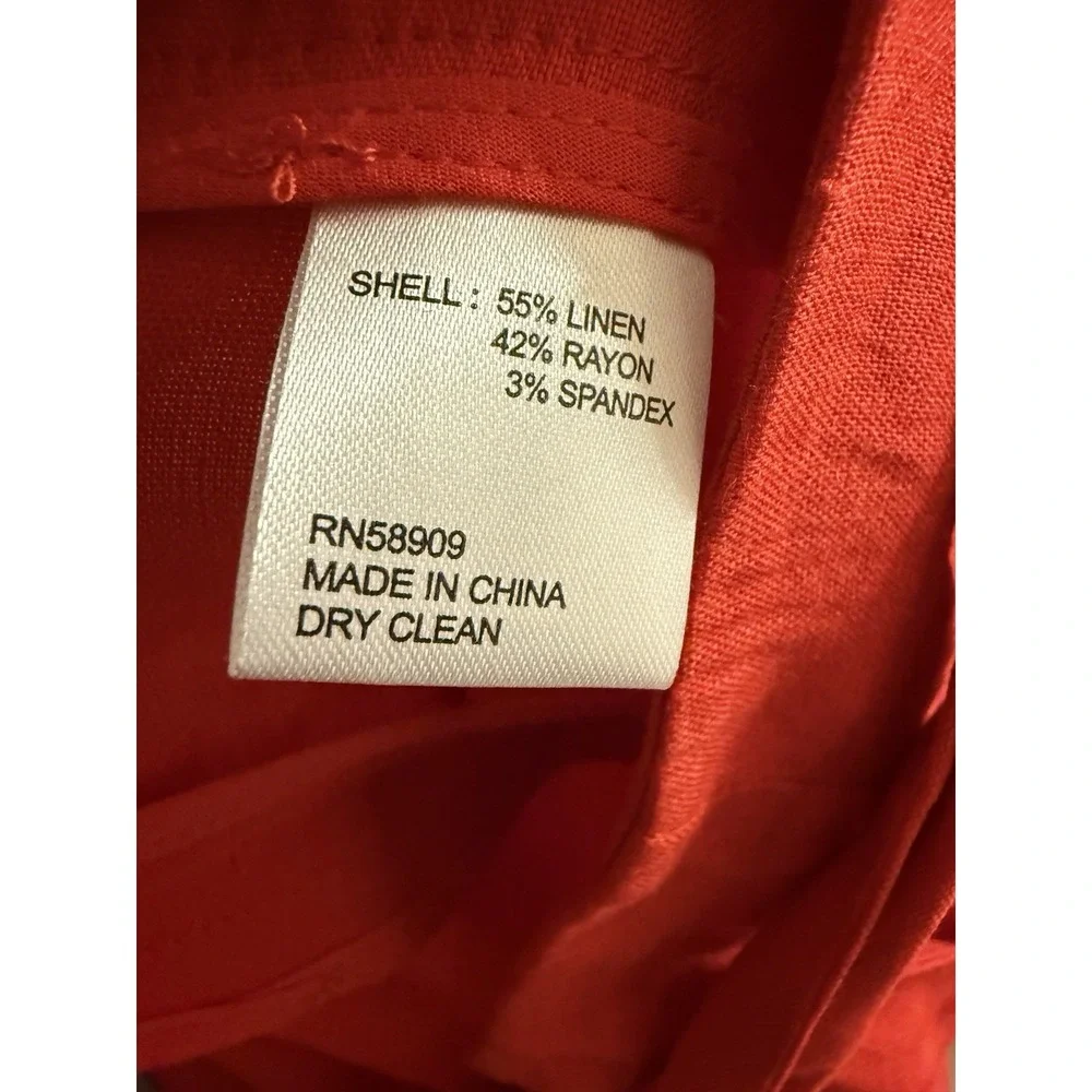 NWT Antonio Melani Amee Linen Mom Shorts Sz 14 Red‎ Belted High Rise Zip